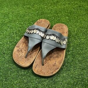 y2k tatami x‎ birkenstock sz 38 Sandal thong flip flops Beach silver charms EUC
